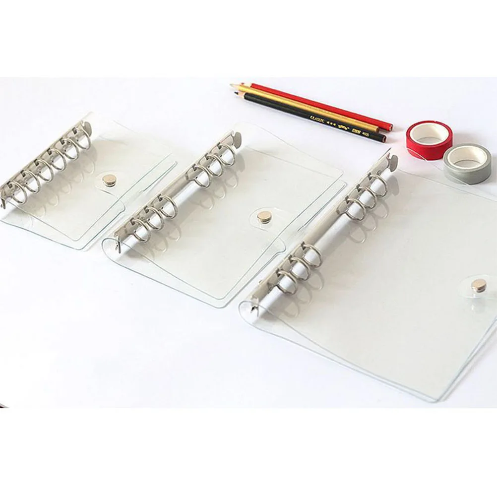 

3pcs Loose leaf Shell Transparent Shells Files Binder PVC Elastic B Portable Notebook Storage School Office Use