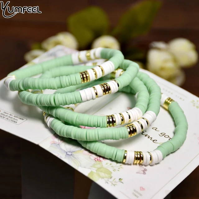 Green and white bracelet deals
