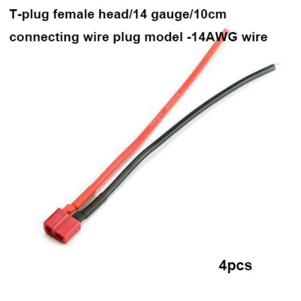 4pcs T-shaped Battery T-shaped Plug Model with Wire 10cm Airplane Battery Docking 14AWG/16AWG Lithium Battery Docking Plug