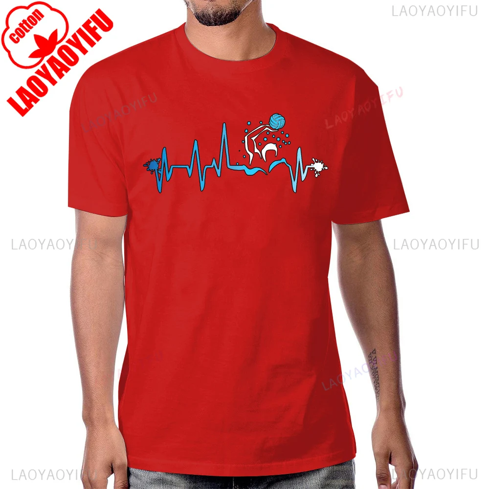 Water Polo Player Heart Beat Graphic Printed T-Shirt Short Sleeve Casual Fashion Harajuku Hip Hop Man Tshirt Cotton Women Tees view 5