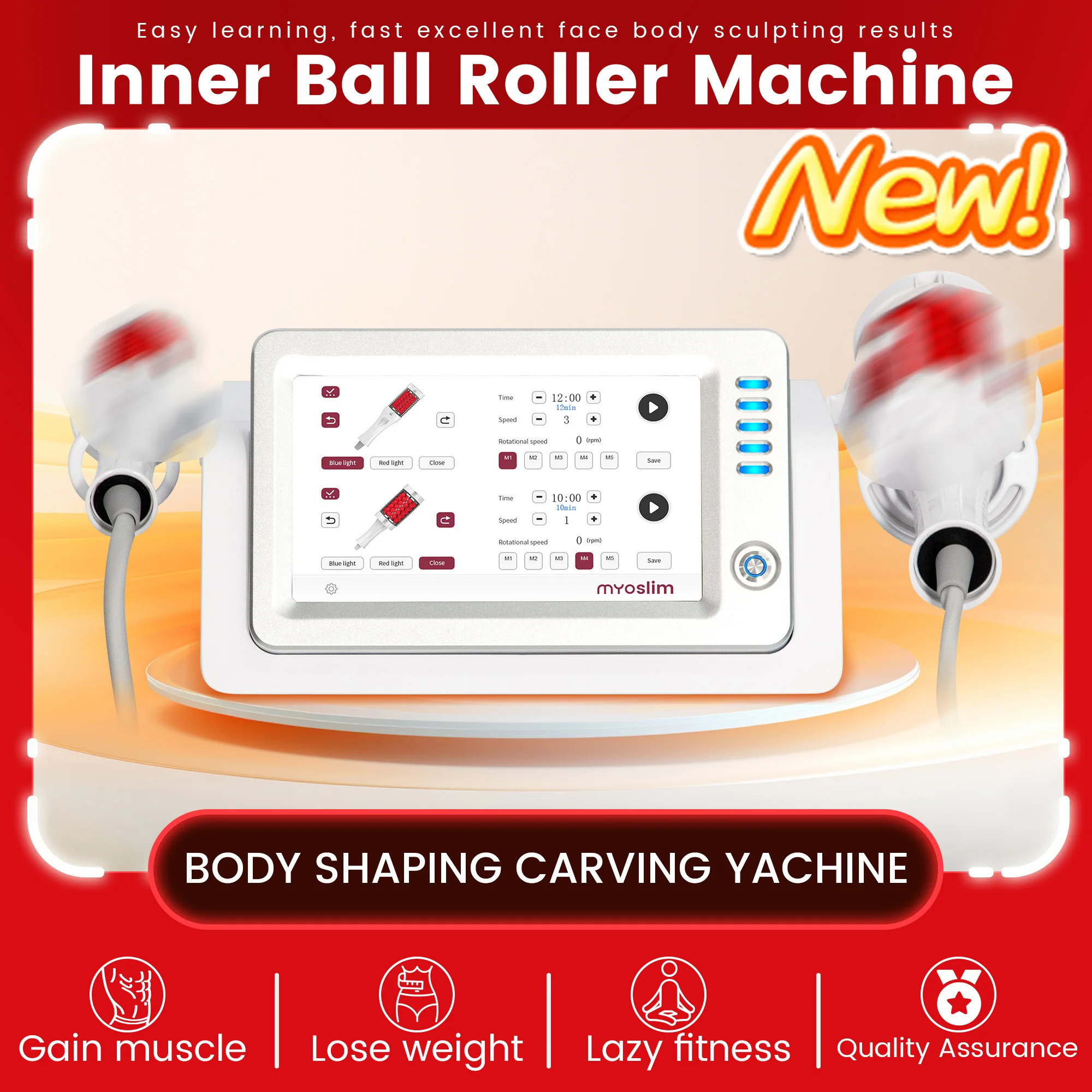 

Professional EMS Inner Ball Roller Slimming Massager Machine 360 Rotating Cellulite Reduction Body Sculpting Skin Lifting