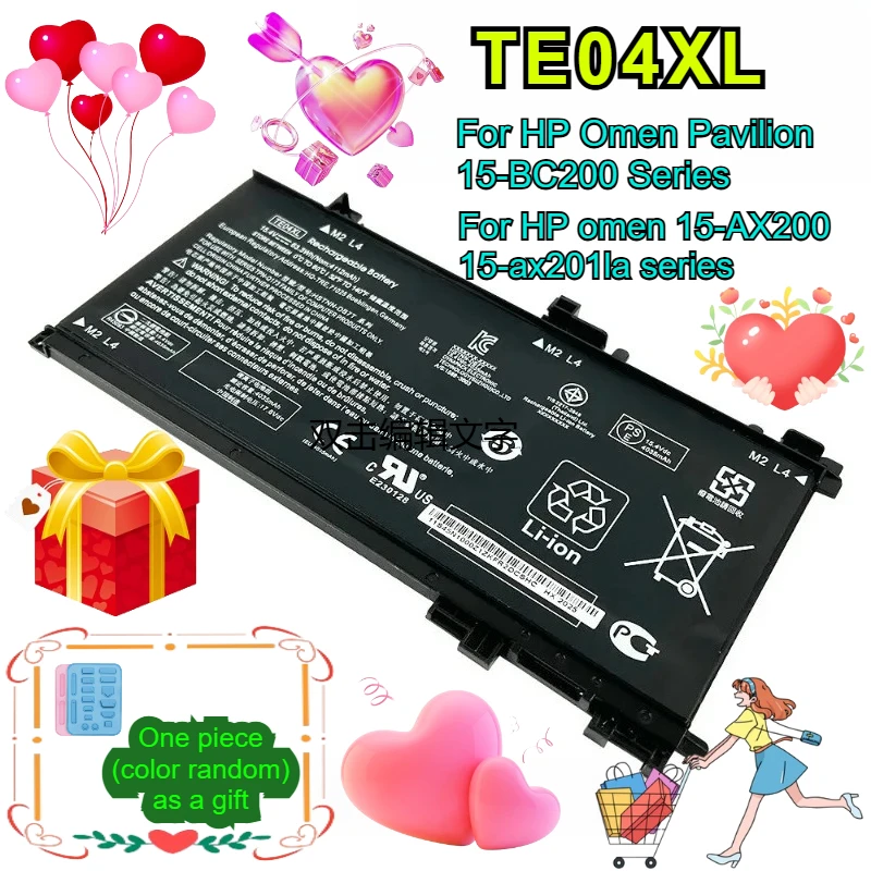 

Аккумулятор для ноутбука TE04XL для HP OMEN 15-AX200 15- AX218TX 15-AX210TX 15-AX235NF 15-AX202N 15-BC200 HSTNN-DB7T 905277-855