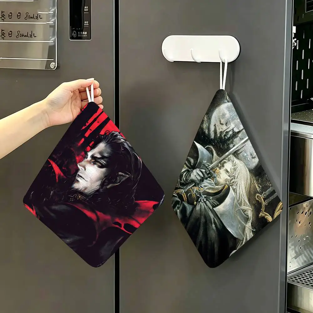 Castlevania Anime Game Polyester Cotton Hand Wiping Towel with Hanging Loop, Lightweight for Home and Commercial Use