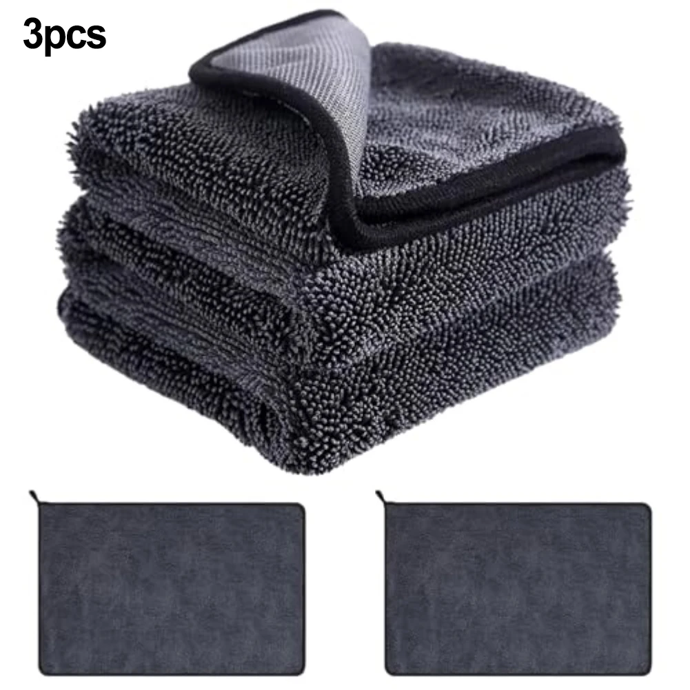 3 Pieces Towels for Car Wash Microfiber 40x60cm Super Absorbent for Cleaning Cars Homes Bathrooms with Tear Resistant Stitching
