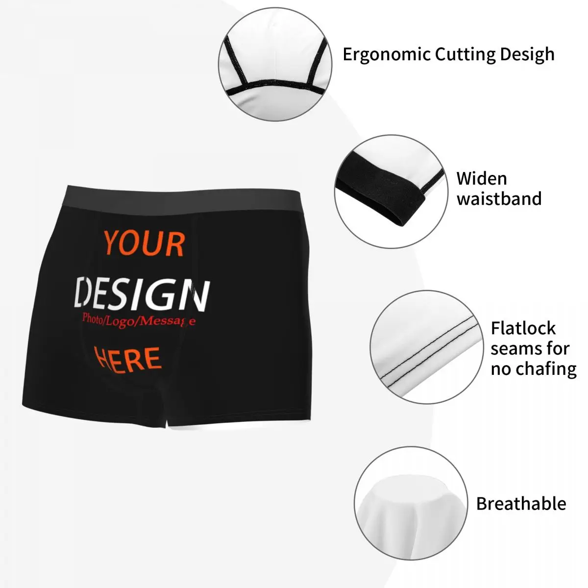 Custom Custom Your Photo Logo Message Underwear Male Printed DIY Design Boxer Shorts Panties Briefs Soft Underpants