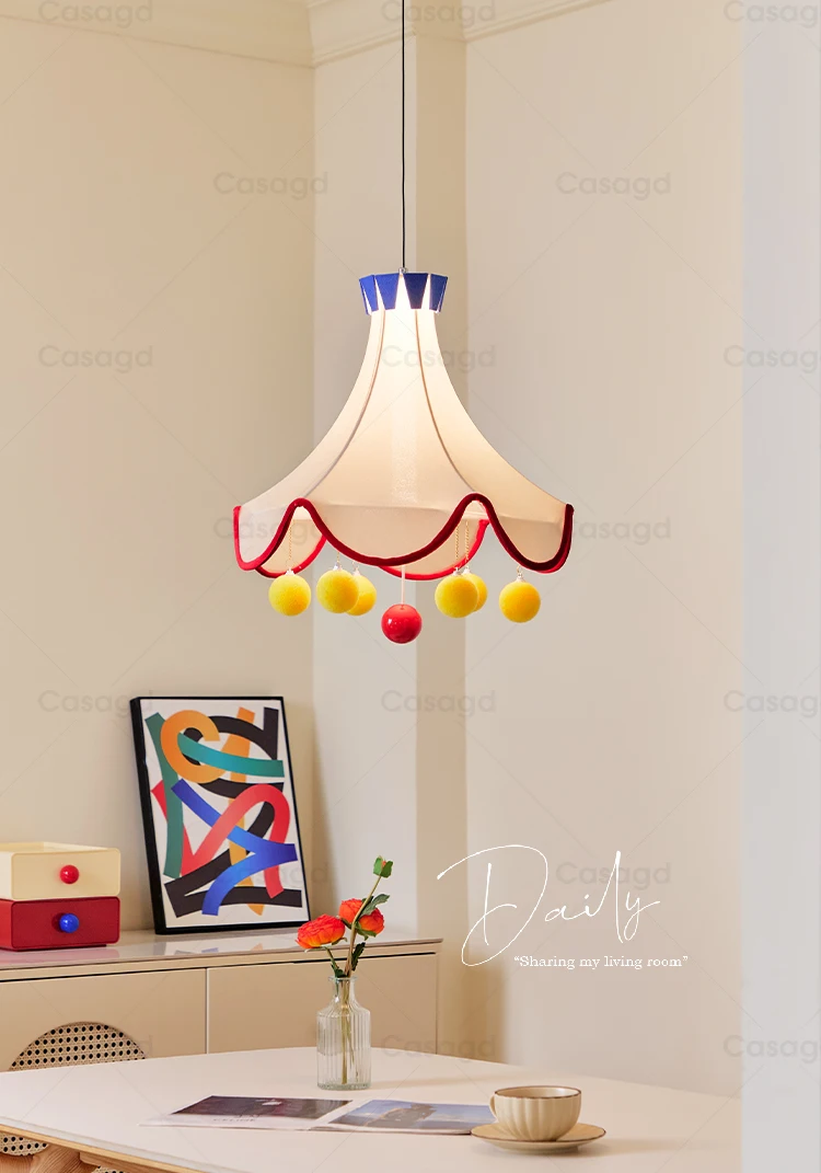 Mid ancient cartoon children's room pendant light dreamy circus ball bedroom fabric decoration atmosphere light