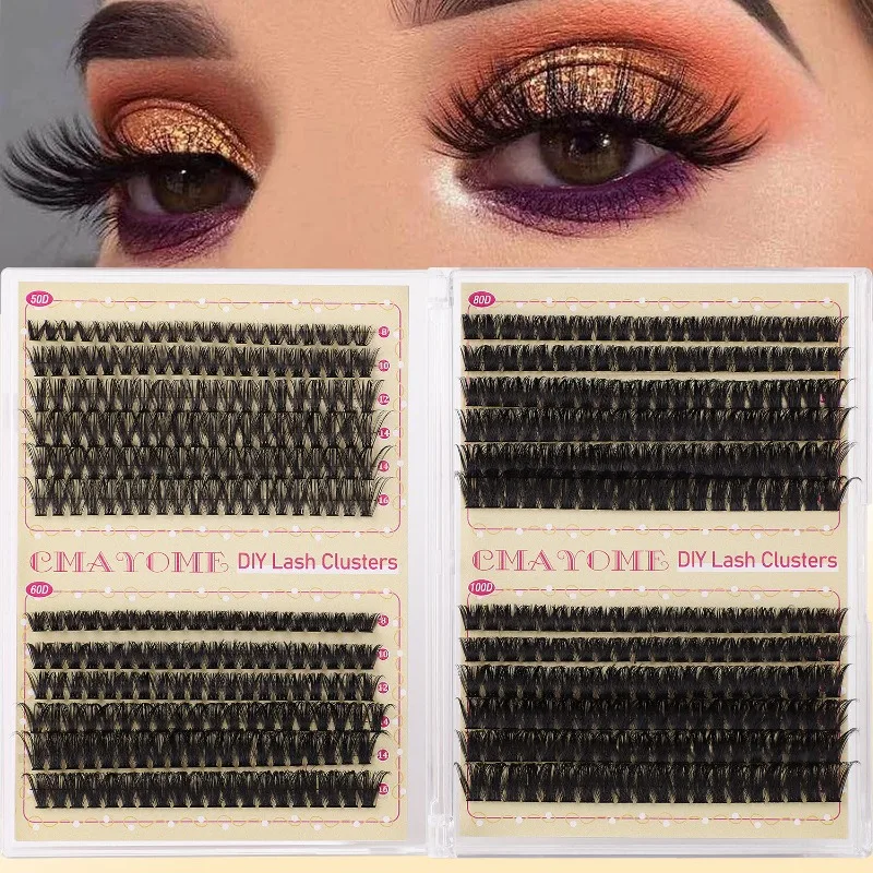 

24 Rows 5D Fluffy Cluster Lashes 50D/60D/80D/100D Mix Natural Thick Eyelash D Curl Individual Lashes 8-16mm Handmade Eyelashes