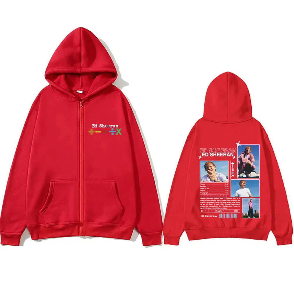Ed Sheeran European Tour 2025, Reißverschluss-Hoodie für Herren und Damen, Vintage-Stil, lässige Reißverschlussjacke, männliche Mode, übergroße Fleece-Baumwoll-Hoodies