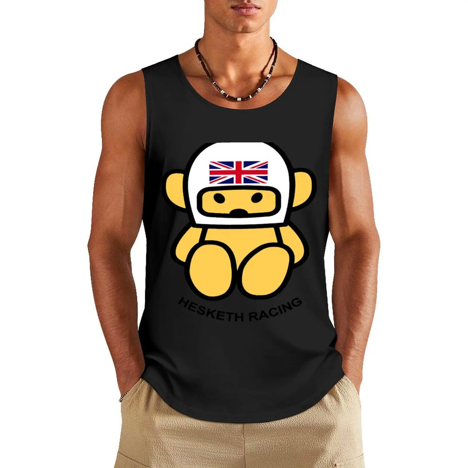

JAMES HUNT Teddy bear breasted HESKETH RACING White helmet Tank Top Gym T-shirts for men vest men anime gym