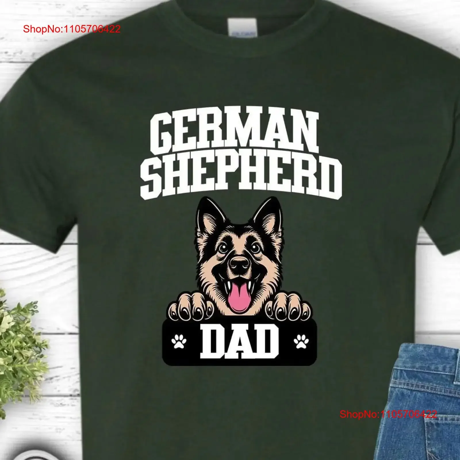 German Shepherd Dad T Shirt dog funky lover vintage Washed graphic streetwear homme Casual designer clothes fashion Slightly