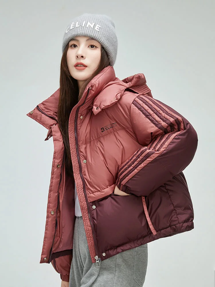 2024 New Women Down Jacket Winter Coat Female Short Parkas Versatile Fashion Leisure Time Outwear Hooded Thick Warm Overcoat