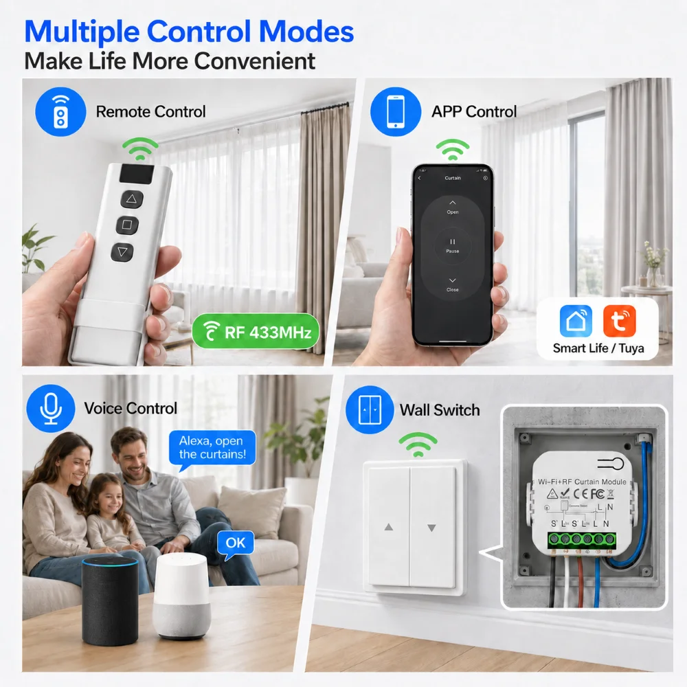FUNNYSHIELD 16A Tuya WiFi Smart Life Light Switch Wireless RF 433MHz Remote Control Breaker Relay APP Timer for Home Automation