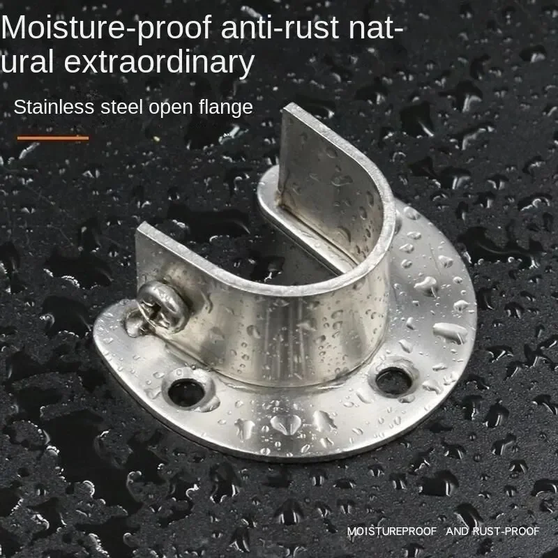 304 flange de aço inoxidável assento guarda-roupa cabide haste fixação acessórios de ferragem cortina haste tubo gancho suporte fixo assento