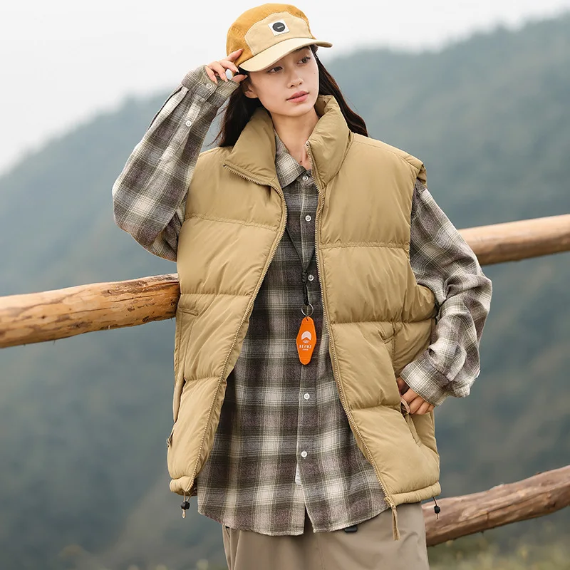 

2023 Autumn and Winter Men Jacket Couple Model Bread Service Sleeveless Keep Warm Cotton Clothes Waistcoat Thick Vest Coat Loose