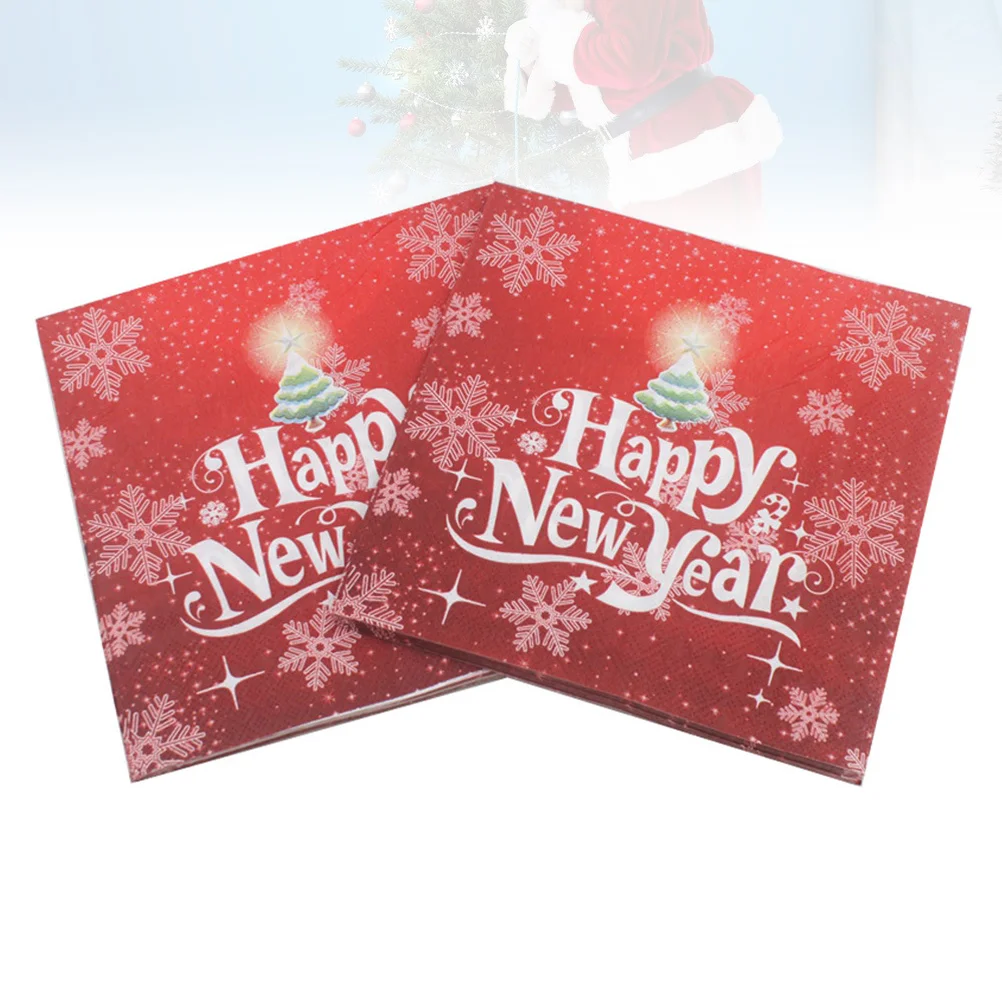 40 Pcs Napkin Christmas Party Decoration Snowflake Napkins 33*33CM New Year Paper