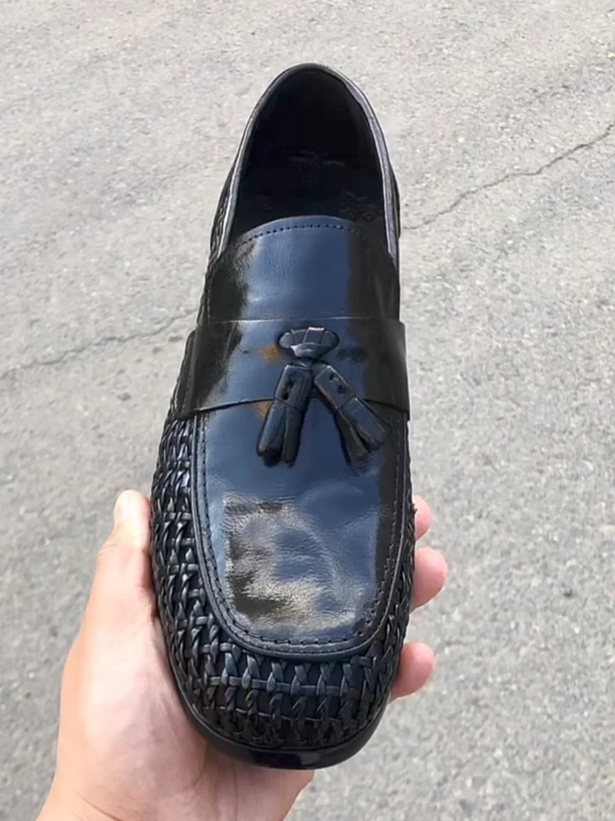

Men's Breathable Comfortable Pure Leather Woven Hollow out Shoes Fashionable Lightweight High Quality Cool Business Casual Sn...