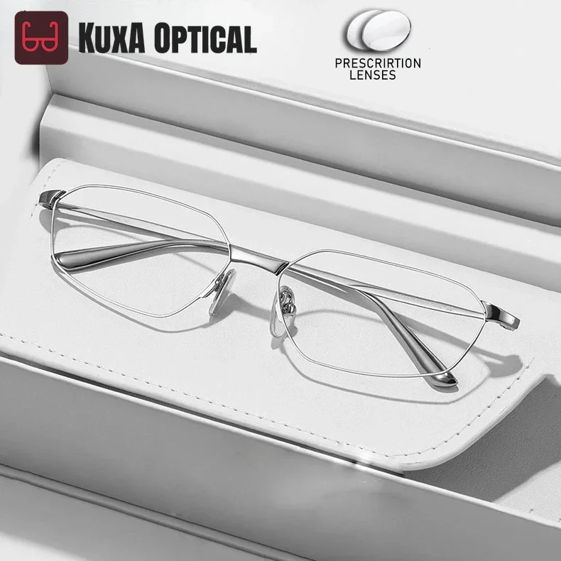 

KUXA новые женские очки для кошек из чистого титана, очки по рецепту, линзы для близорукости и дальнозоркости, прогрессивные оптические очки, антисиние
