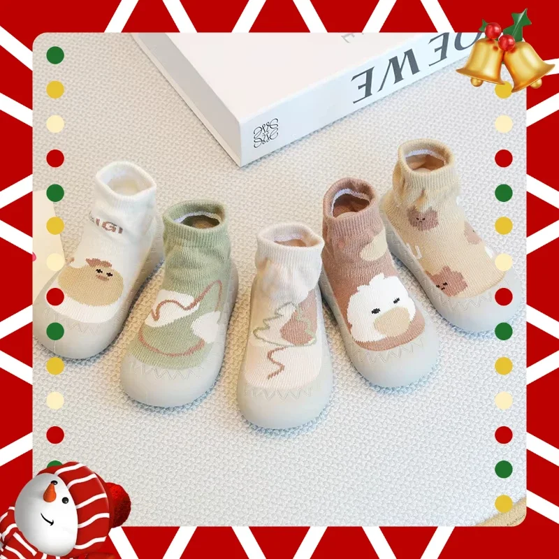 Klassischer Stil für Jungen und Mädchen, geruchshemmende Bodenschuhe und Socken für Jungen und Mädchen, Baby-Wanderschuhe, weiche Sohle, rutschfeste, atmungsaktive Socken für den Innenbereich