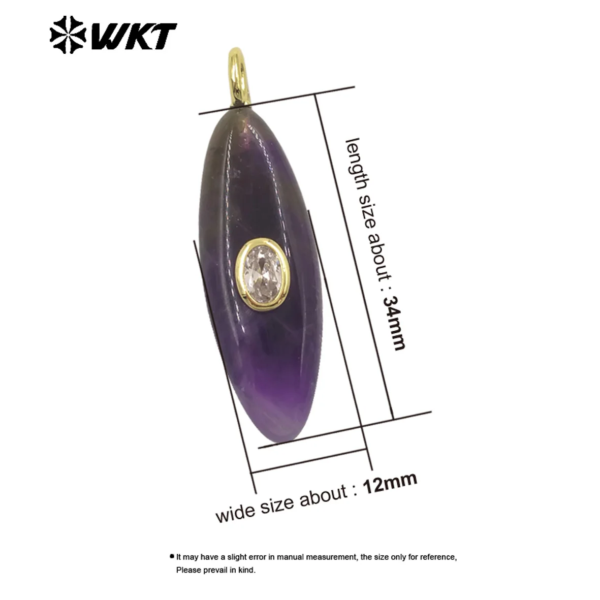 

WT-P2053 Light-weight Unique Trendy Gemstone Cubic Zircon Oval Shape Pendant With 18K Real Gold Plated For Women Party ACC