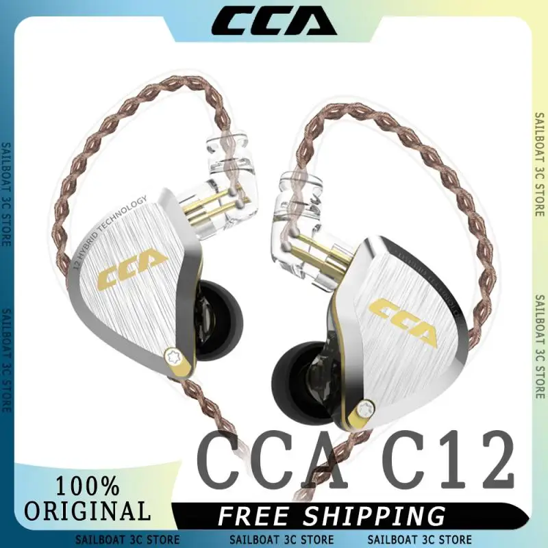 

CCA C12 Wired Headphones 12 Drivers Unit HIFI Ergonomic Noise Cancelling Wired Custom 5BA+1DD Hybrid Hanging In Ear Earphones