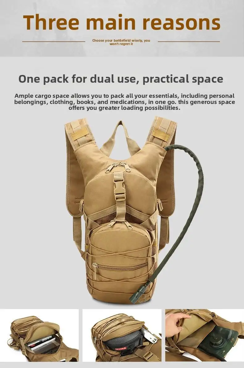 Lightweight Tactical Backpack Water Bag Camel Survival Backpack Hiking Hydration Pouch Rucksack Camping Bicycle Daypack 18L