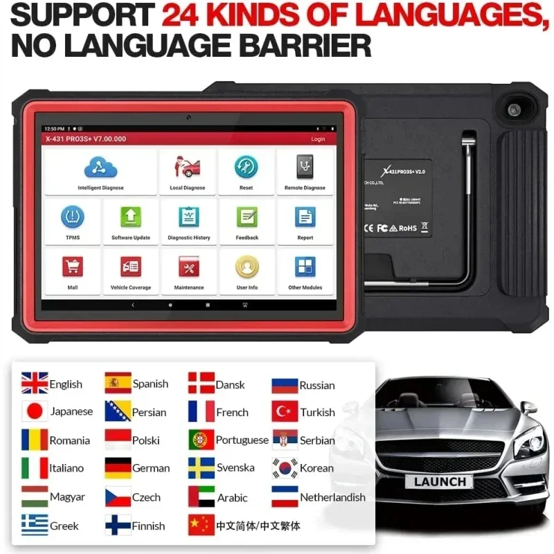 Launch Tablet X431 Pro3S+ Tablet support for Diagzone / Xdiag / Xpro5 OBD2 Scanner 3GB RAM+32GB+64GB Auto Diagnostics Tool