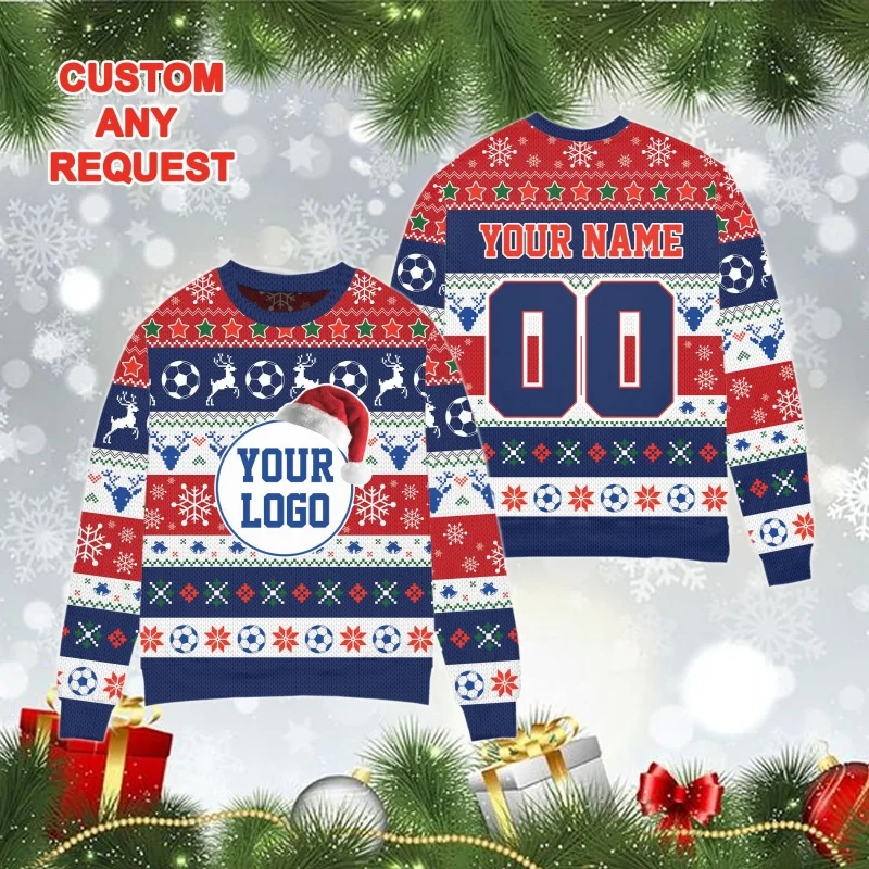 3D Printed Christmas Customized Sweatshirt For Men Football Basketball Santa Pattern Pullovers Casual O-Neck Long Sleeve Hoodies