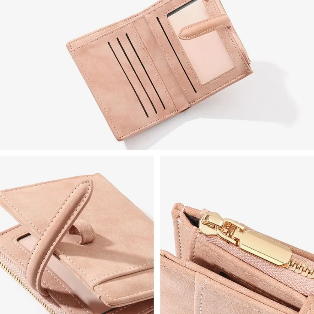 Wear-resistant PU Women's Wallet 2 Folds Waterproof Mini Coin Pocket Portable Korea Style Small Card Bag Travel
