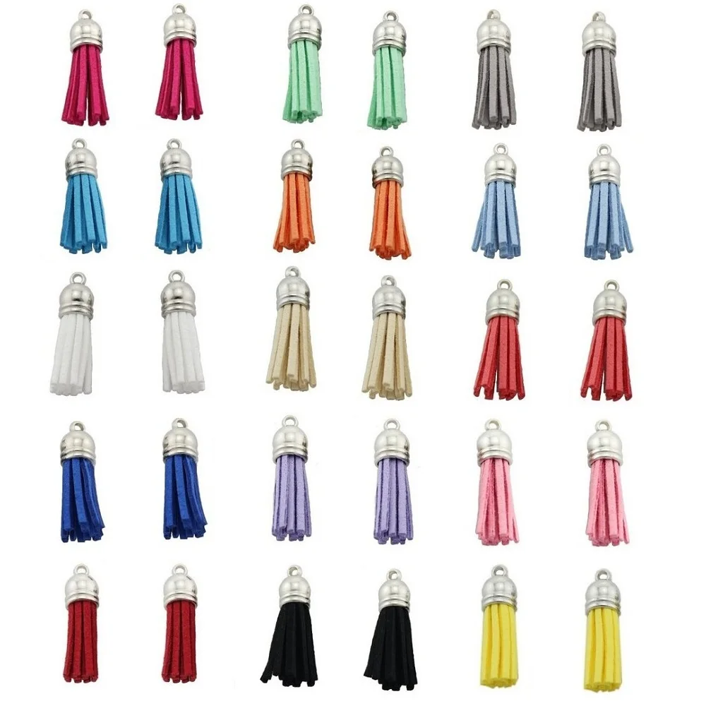 키체인 귀걸이용 스웨이드 가죽 술, 핸드폰 스트랩, 공예 쥬얼리, DIY 펜던트, 매력 조사, L01M, 혼합 색상, 로트당 30 개