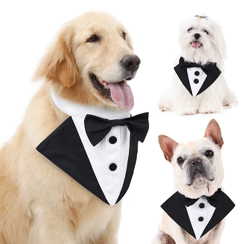 

Pet Bow Tie Dog Collar Tuxedo Bandana Adjustable Formal Puppy Triangle Neck Wear for Wedding Birthday Dress-up Cosplay Party