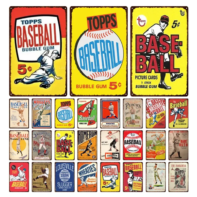 Retro Decor Baseball Tin Sign Vintage Retro Decorative Metal Sign Plaque Garage Gym Pub Bar Man Cave Wall Decor Gift Poster