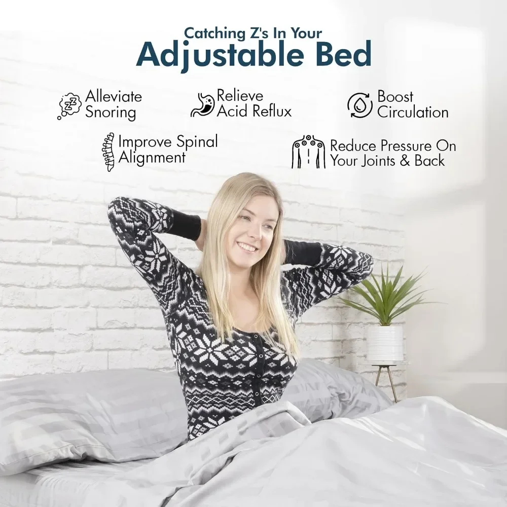 #For Adjustable Bed Frame Full Size with Wireless Remote, Dual Massage, Under Bed Night Light, 5-Position Head and Foot Incline&