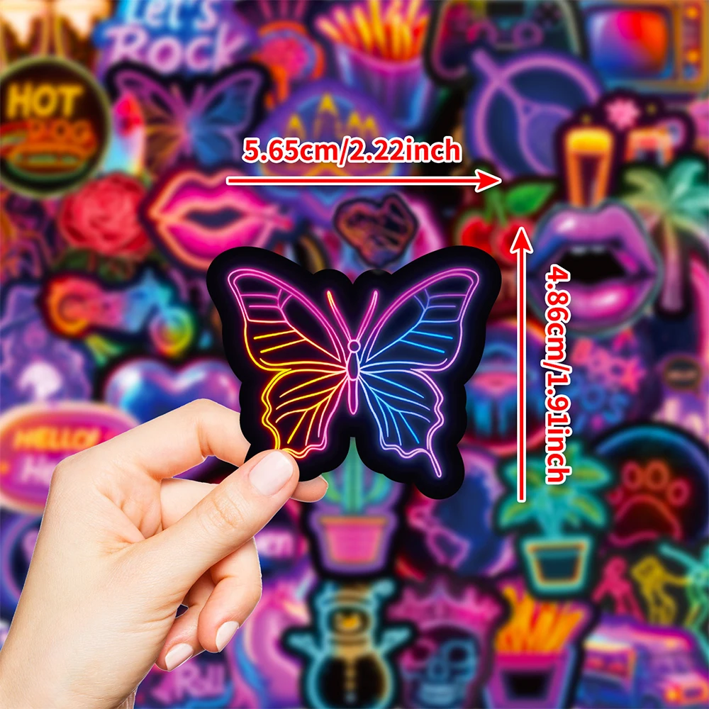 

10/30/50pcs Cool Neon Light Cartoon Aesthetic Stickers Funny Graffiti Decals DIY Luggage Scrapbook Laptop Waterproof Sticker Toy