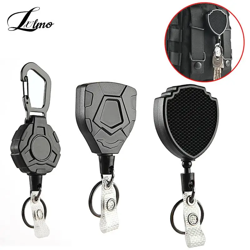 Anti-theft Metal Easy-to-pull Buckle Rope Elastic Keychain Sporty Retractable Key Ring Anti Lost Yoyo Ski Pass ID Card