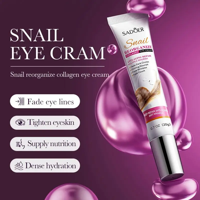 

New SADOER Snail Collagen Eye Cream Anti Dark Circles Remove Eyes Bags Moisturizing Firming Beauty Eyes Skin Care Products