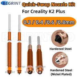 For Creality K2 Plus 3D Printer 0.2/0.4/0.6/0.8mm Quick-Swap Nozzles Kit Titanium Alloy Heat Break High Flow Nozzle For K2 Plus