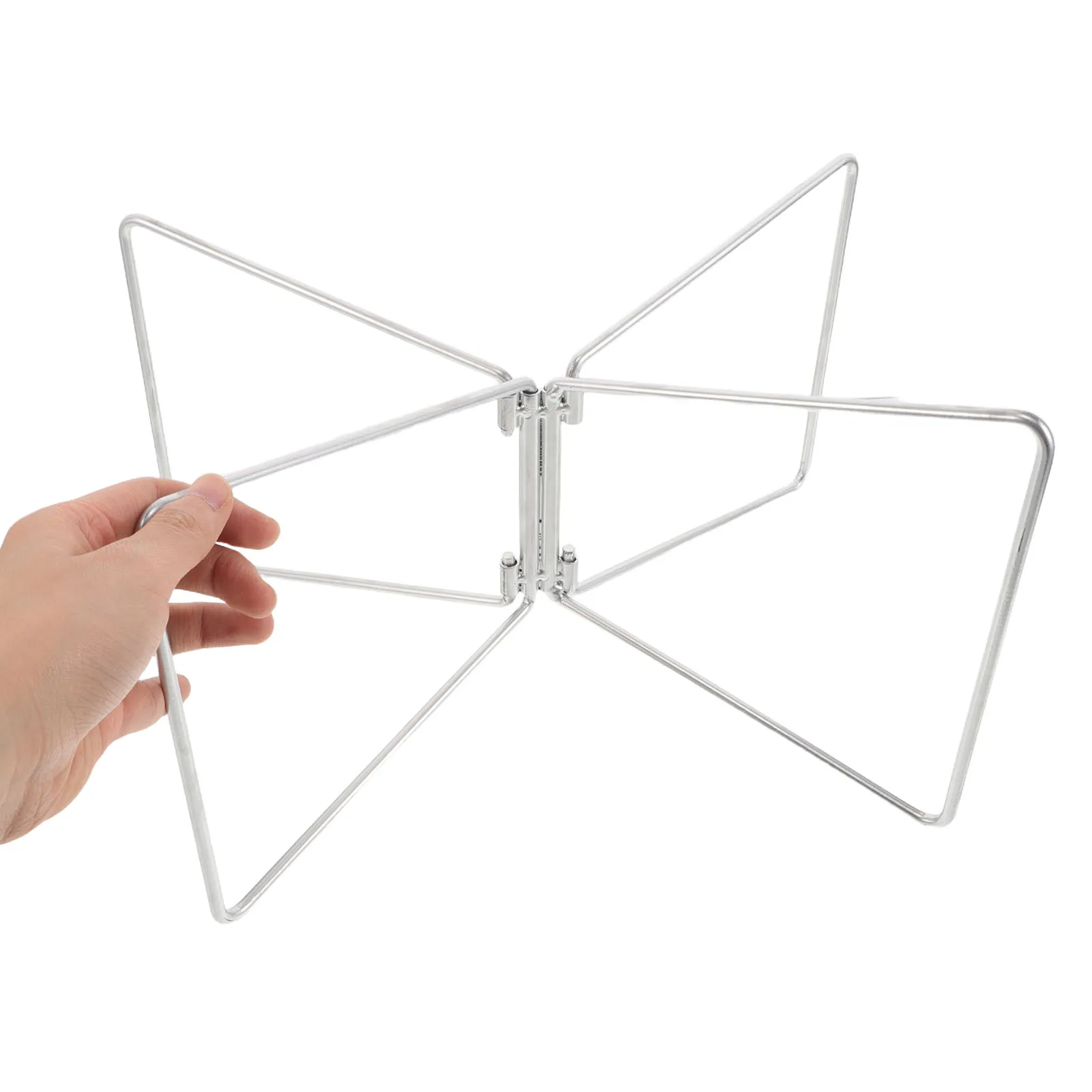 

Outdoor Camping Stand Cooler Collapsible Frame Sports Silver Metal Family Holder Travel Cooling Rack
