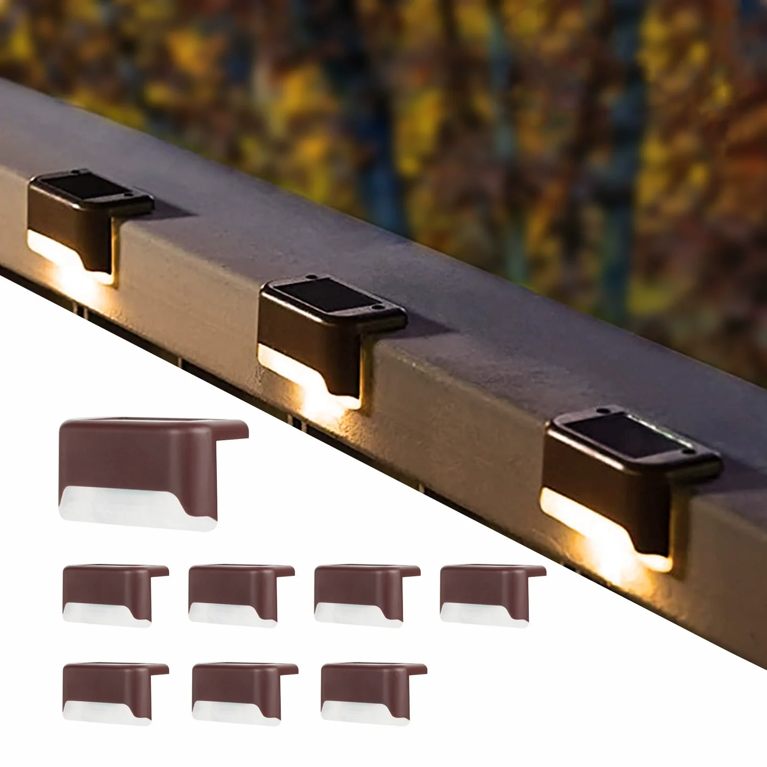 

16/8/4pcs LED Solar Stair Light Lamp Waterproof Passage Courtyard Guardrail Step Night Light for Outdoor Garden Borders Terrace