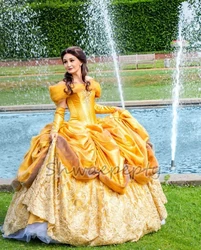 Beauty Gold Princess Prom Dress, vestido de fiesta, Vintage, fruncido, hasta el suelo, para Cosplay, ocasiÃģn especial, sin hombros, vestido de quinceaÃąera
