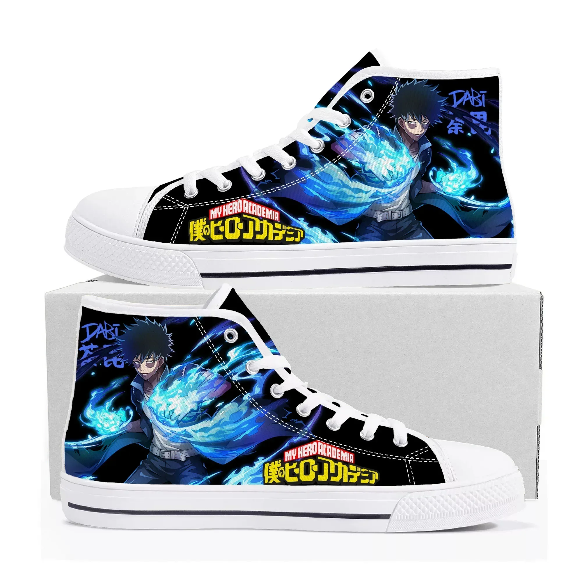 

Anime Dabi High Top Sneakers My Hero Academia Mens Womens High Quality Canvas Sneaker Casual Couple Shoes Custom Shoe