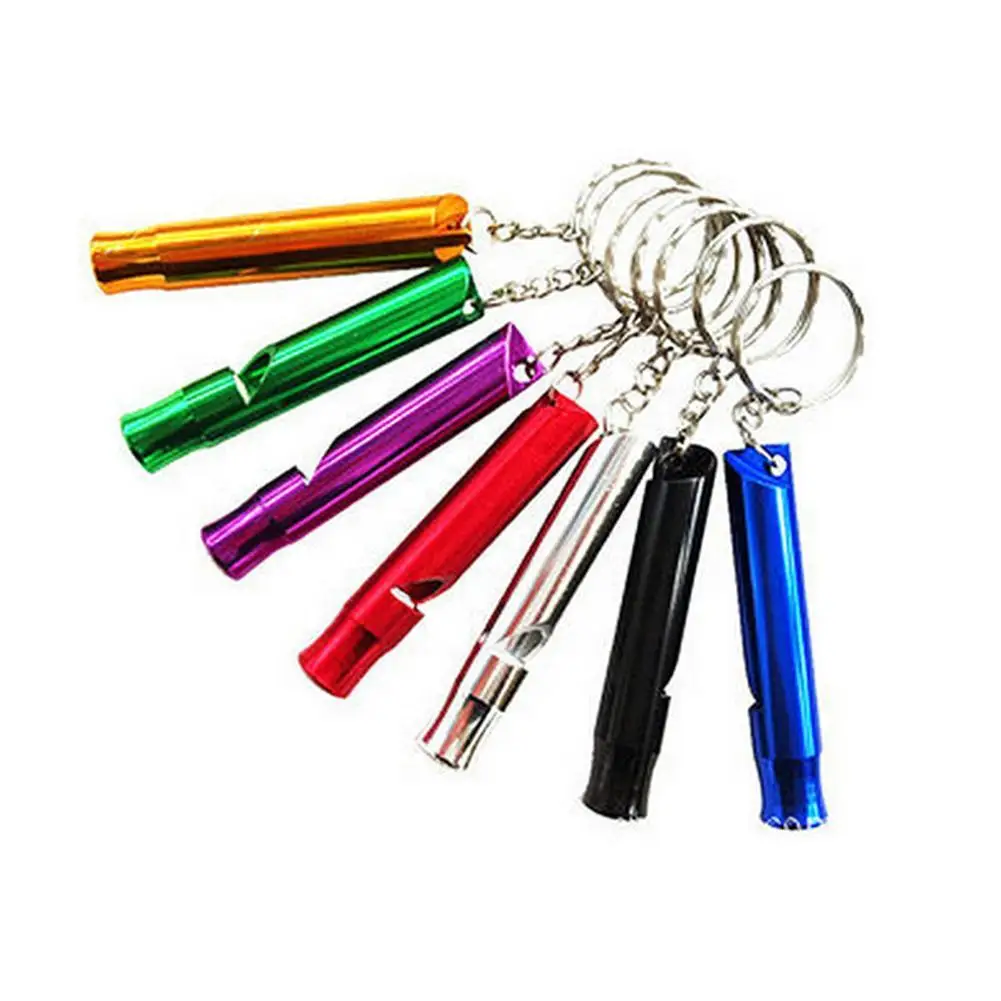 Cheap Whistle Keychain Self Defense Outdoor Multifunctional Metal Aluminum SOS First Aid Whistle Explore Keyring Key Chain