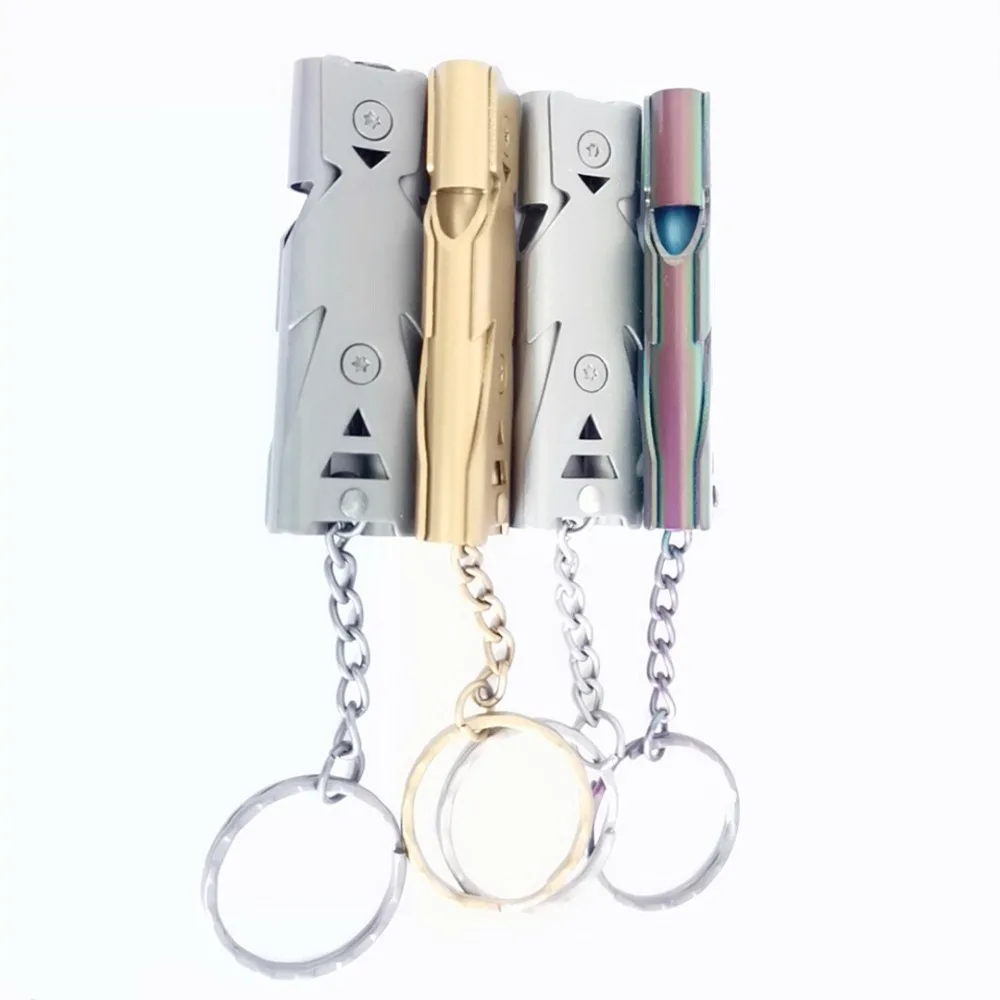 صفارة نجاة عالية الديسيبل - صفارة طوارئ عالية الأنبوب مزدوجة عالية التردد من الفولاذ المقاوم للصدأ للاستخدام في الهواء الطلق #2