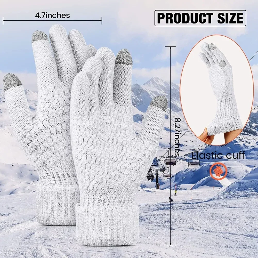 

Winter Touch Screen Gloves Women Men Stretch Classical Knit Mittens Wool Full Finger Outdoor Warm Cycling Driving Skiing Gloves