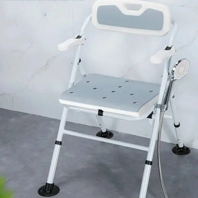 كرسي استحمام كرسي إكسسوارات معدنية مقاومة للماء كرسي قابل للتعديل حمام عناصر المسنين أثاث الحمام Taburete De Bañarse #5