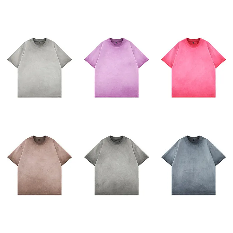 2026 New Unisex Washed T Shirt Round Neck Short Sleeve Backwash Dirty Loose Couple Plus Size Summer Casual Vintage Streetwear