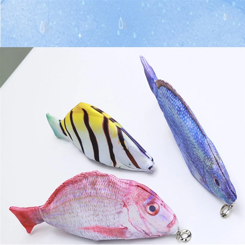 Cute Simulation Fish Pencil Case Kawaii Cartoon Zipper Pencil Box Large Capacity Portable Storage Bag Stationery Holder Pen Bags