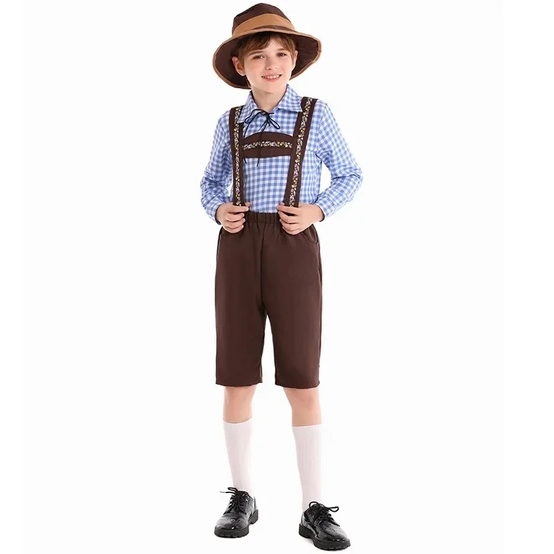 

German Bavarian Oktoberfest Beer Boy Costume Childrens Retro Cow Boys Suits Oktoberfest Dress Up Party Outfits