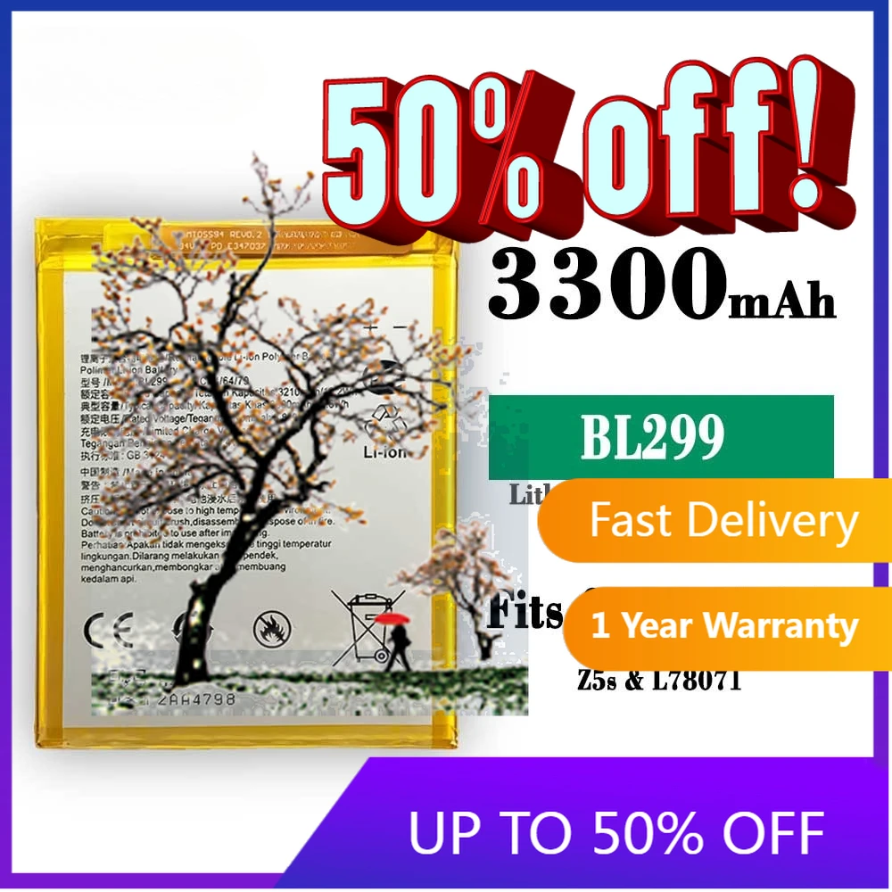 

【Fast Delivery】3300mAh 3.85V Battery BL299 Battery for Lenovo Z5s 299 L78071 6.3 Inch Mobile Phone Battery