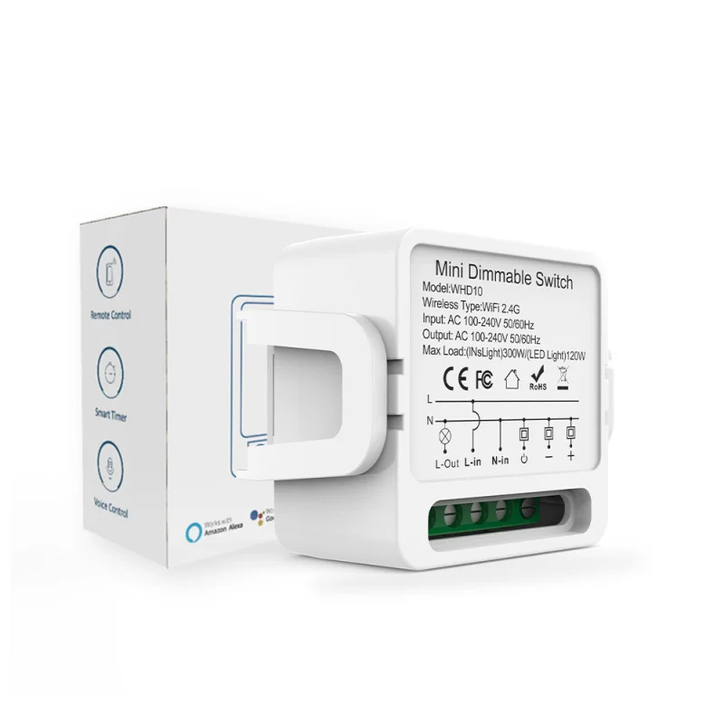 5 szt. Moduł inteligentnego ściemniacza WiFi Tuya, sterowanie głosowe i timer współpracuje z Alexa i Google Home, mini kontroler LED do montażu w ścianie