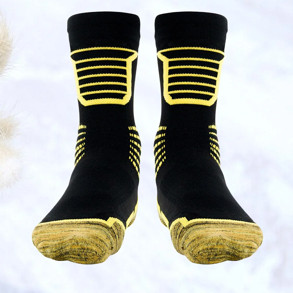 1 paire de chaussettes de basket-ball respirantes à Absorption de la sueur, chaussettes de sport et de Fitness, taille jaune, course à pied, randonnée, cyclisme